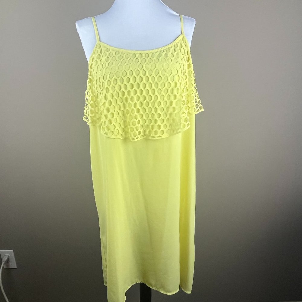 C Brand Shift Dress Size XL Bright Yellow, Adjustable Spaghetti Straps